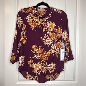 Daniel Rainn Floral 3/4 Sleeve Blouse